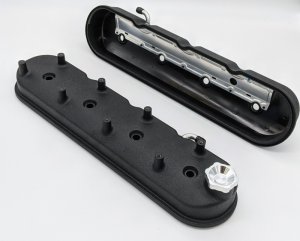 Chevrolet Camaro Valve Covers - Granatelli Motor Sports - Tall w/Angled Coil Mounts - Black Wrinkle - `96-`22
